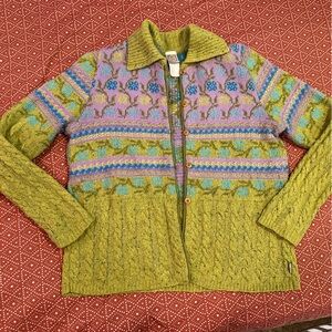 Vintage colorful button up collared sweater cardigan - size M